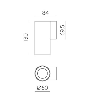 Dimensiones Aplique de interior LED Pipe 1L - ACB