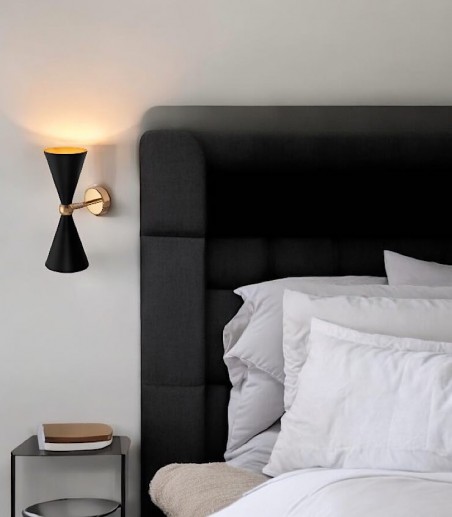 Aplique de pared dormitorio cónico Vesper negro/oro 2 luces - Maytoni