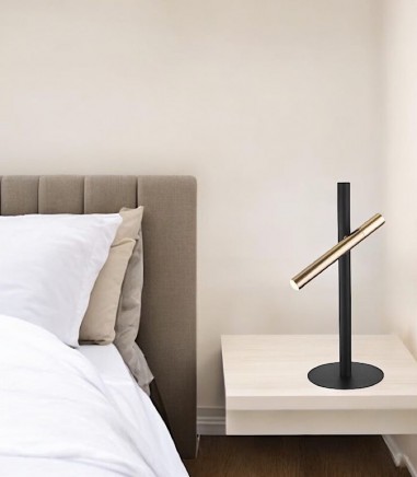 Lámpara de mesita de noche  LED VARAS 2L oro-negro - Schuller 373579