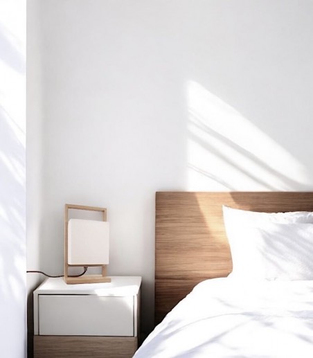 Lámpara de mesita de noche de madera rectangular pantalla  Granado - Ineslam