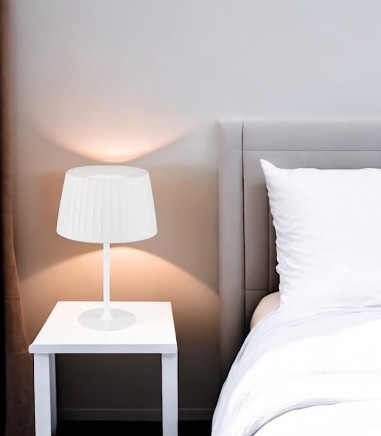 Lámpara de mesita de noche blanca con pantalla Ø25 cm MT5119S-W - Ineslam