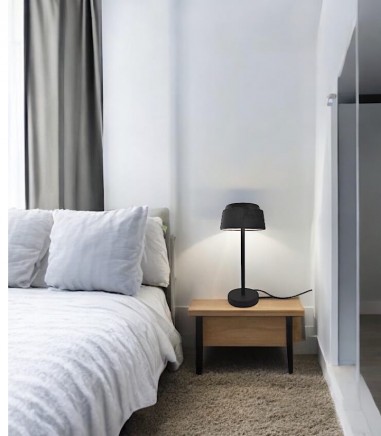 Lámpara de mesita de noche con pantalla terciopelo gris MT2532-GT - Ineslam