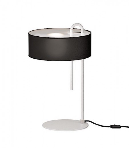 Lámpara de mesa salón Clip blanco/negro con pantalla - ACB