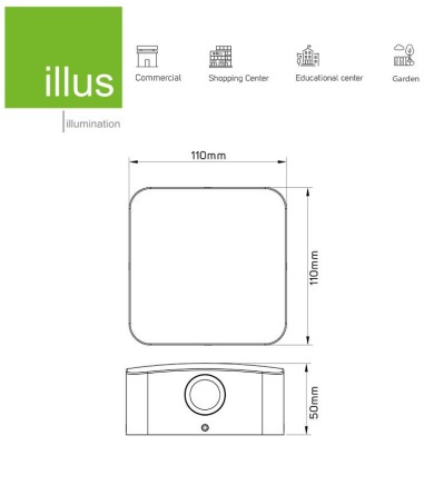 Dimensiones: Aplique exterior moderno de 4 luces IP54 521262 - Illus