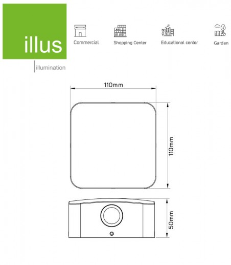 Dimensiones: Aplique exterior moderno de 4 luces IP54 521262 - Illus
