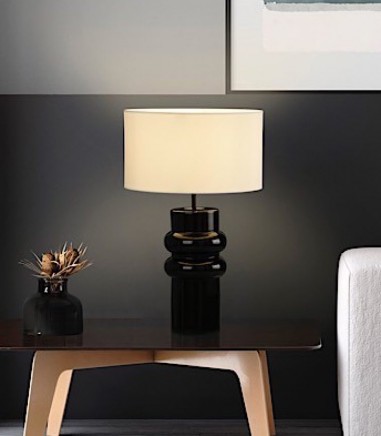 Lámpara de mesa de cerámica Almeria sobremesa 8213 Negro Brillo - ACB Iluminación