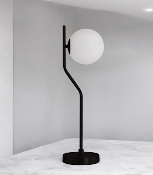 Lámpara de mesa negra MAUI tulipa de globo blanco - ACB