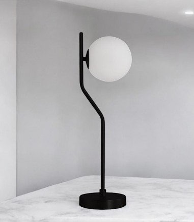 Lámpara de mesa negra MAUI tulipa de globo blanco - ACB