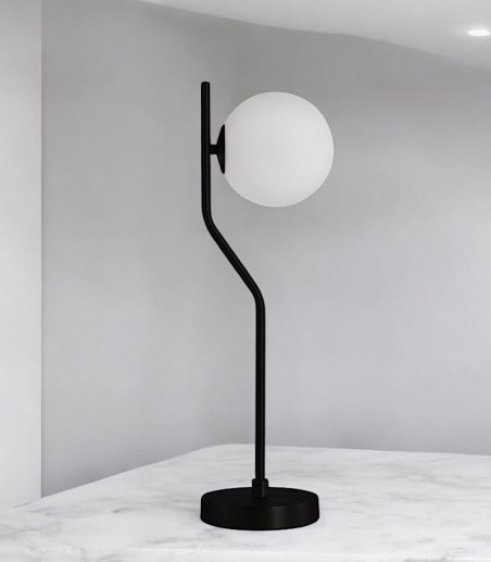 Lámpara de mesa negra MAUI tulipa de globo blanco - ACB