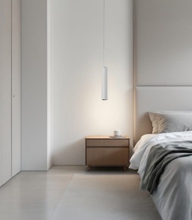 Lámpara colgante dormitorio cilíndrica blanca GU10 Zoom blanco Ø56 - ACB