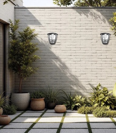 ILLUS - Aplique exterior pared de piedra negro 1 luz E27 IP44 - 521243 - Illus Ilumination
