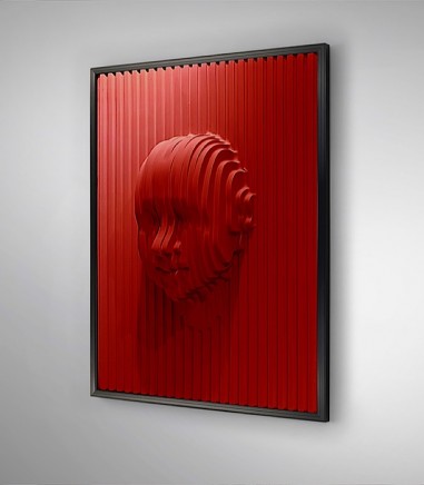 Cuadro original de pared bajorrelieve Red Face 90x120 - Schuller
