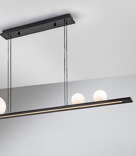 Detalle Lampara colgante lineal Mila negro - Schuller