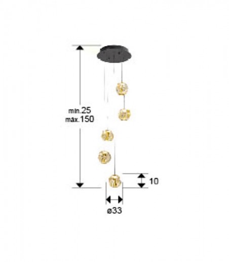 Lampara colgante 5L negro bronce ambar Zaria - Schuller
