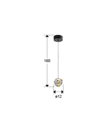 Lampara colgante 1L negro oro transp Zaria - Schuller