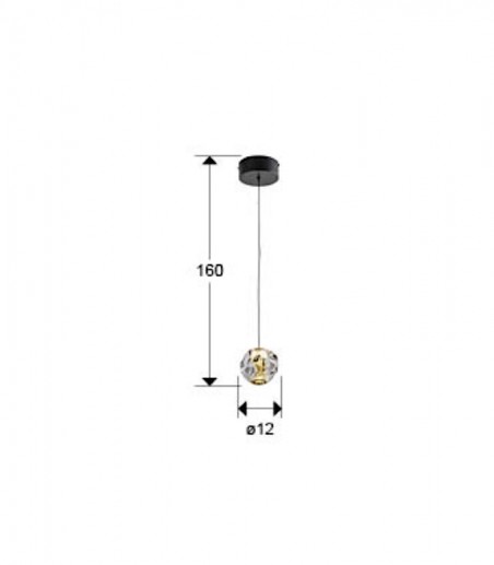 Lampara colgante 1L negro oro transp Zaria - Schuller