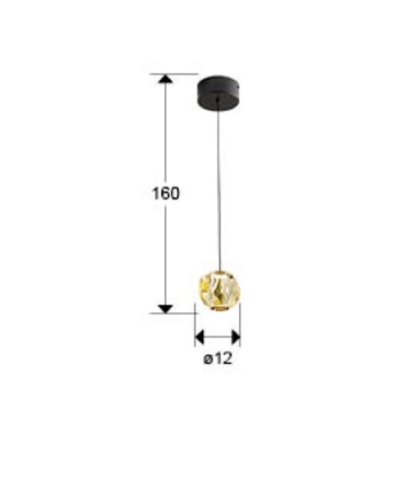 Dimensiones Lámpara colgante Zaria 1L negro bronce ámbar - Schuller