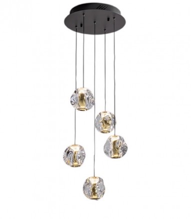 Lampara de techo 5 colgantes Zaria negro oro - Schuller