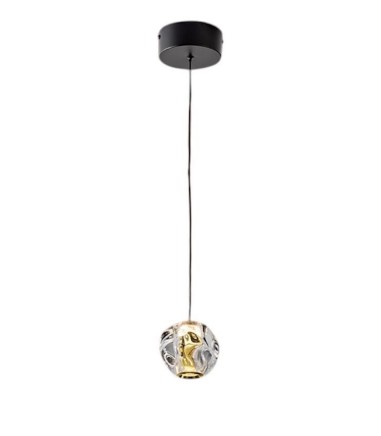 Lampara colgante Zaria 1L negro oro transparente - Schuller