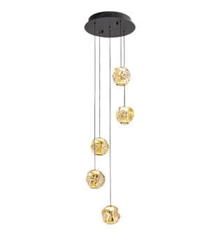 Lampara colgante 5L negro bronce ambar Zaria - Schuller 2