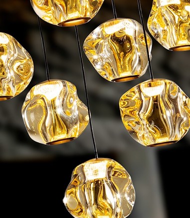 Detalle tulipas Lámpara colgante Zaria 13L negro bronce ámbar - Schuller