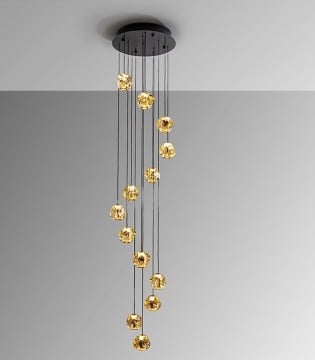 Lámpara Colgante elegante Para Techos Altos Zaria 13L Negro Bronce Ámbar - Schuller 2