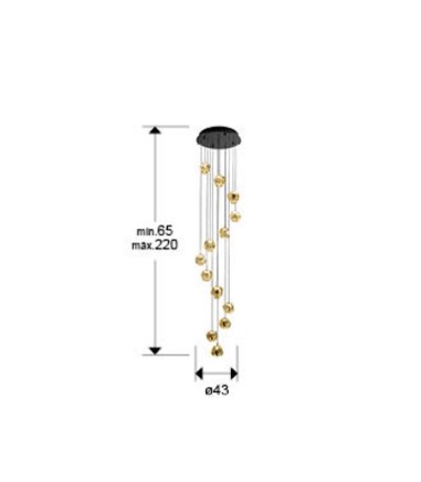 Lámpara colgante Zaria 13L negro bronce ámbar - Schuller