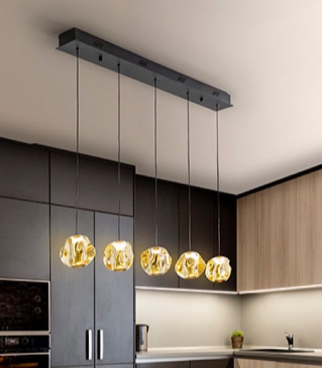 Lámpara de techo lineal LED Zaria 5L negro bronce ámbar - Schuller