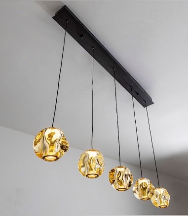 Lámpara de techo lineal LED Zaria 5L negro bronce ámbar - Schuller