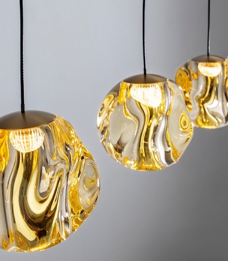 Detalle de tulipas Lámpara de techo lineal LED Zaria 5L negro bronce ámbar - Schuller