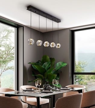 Lámpara lineal led Zaria 5L negro oro transp - Schuller 2
