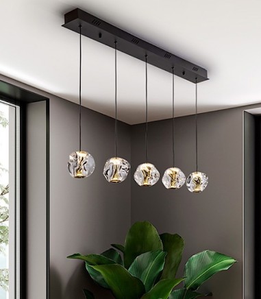 Lámpara lineal Zaria 5L negro oro transp - Schuller