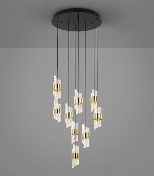 Lámpara colgante Iliada 9L negro oro D50 - Schuller 2