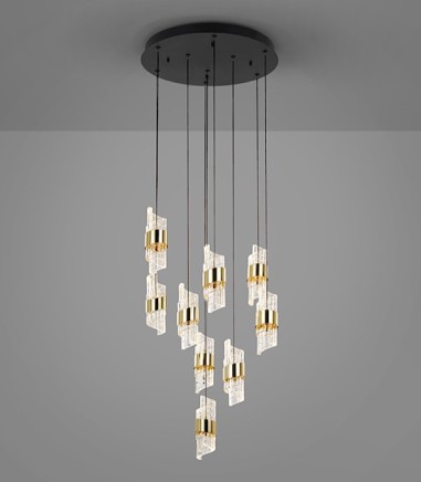 Lámpara colgante Iliada 9L negro oro D50 - Schuller
