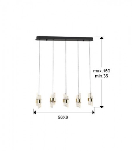 Lámpara lineal Iliada 5L negro oro - Schuller