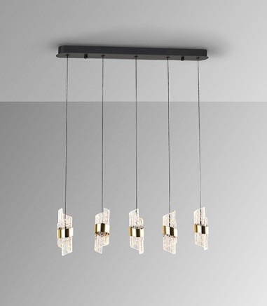 Lámpara lineal LED Iliada 5L negro oro - Schuller