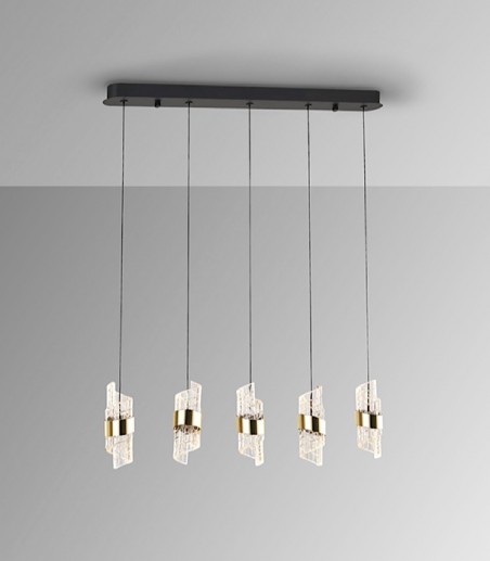 Lámpara lineal LED Iliada 5L negro oro - Schuller