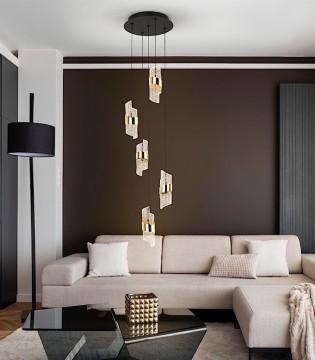 Lámpara colgante Iliada 5L negro oro D30 - Schuller 2