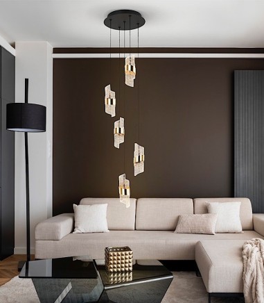 Lámpara colgante Iliada 5L negro oro D30 - Schuller