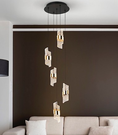 Lámpara colgante Iliada 5L negro oro D30 - Schuller