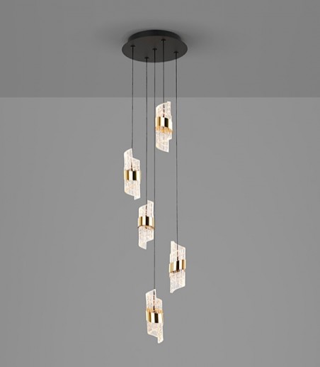 Lámpara colgante Iliada 5L negro oro D30 - Schuller