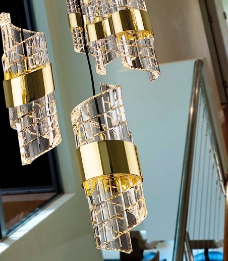 Detalle de la Lámpara colgante Iliada 13L negro oro D70 - Schuller