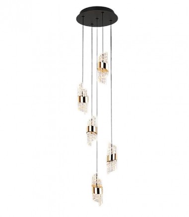 Lámpara colgante Iliada 5L negro oro D30 - Schuller
