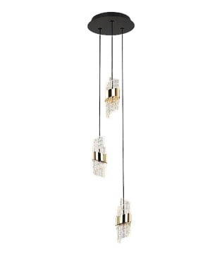 Lámpara colgante Iliada 3L negro oro - Schuller