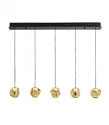 Lámpara de techo lineal LED Zaria 5L negro bronce ámbar - Schuller