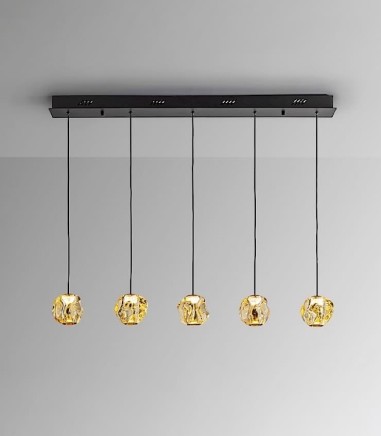 Lámpara de techo lineal LED Zaria 5L negro bronce ámbar - Schuller