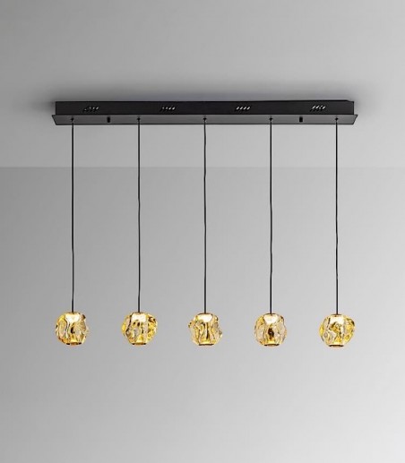 Lámpara de techo lineal LED Zaria 5L negro bronce ámbar - Schuller