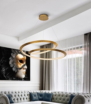 Lámpara colgante dorada Eternity pan oro Ø97 - Schuller 2