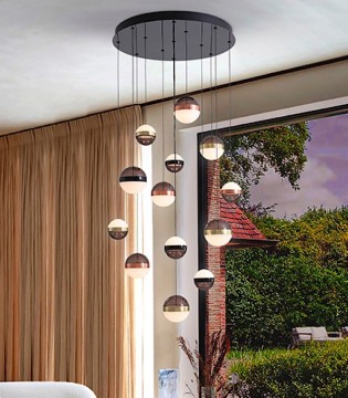 Lámpara colgante Orbes 13L negro cobre latón - Schuller 2