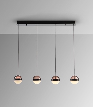 Lámpara lineal Orbes 4L cromo negro - Schuller